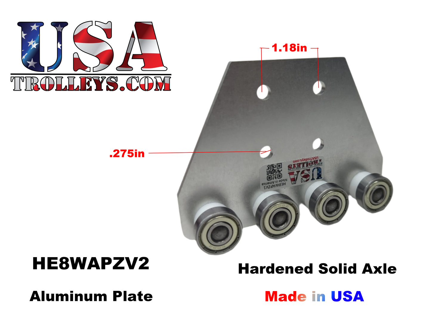 USA Trolleys 8 Wheel HD Aluminum Plate Trolley Spec Image