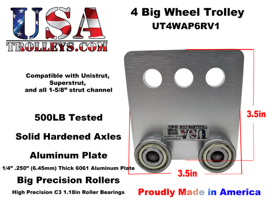 4 Big Wheel Heavy Duty Strut Channel Trolley