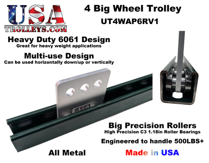 4 Big Wheel Heavy Duty Strut Channel Trolley